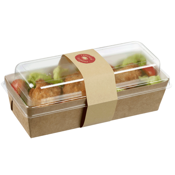 Barquette salade carton + couvercle et bague 650 ml