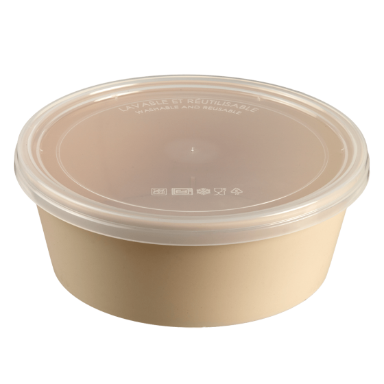 Saladier LOOP avec couvercle PP beige clair 1300 ml