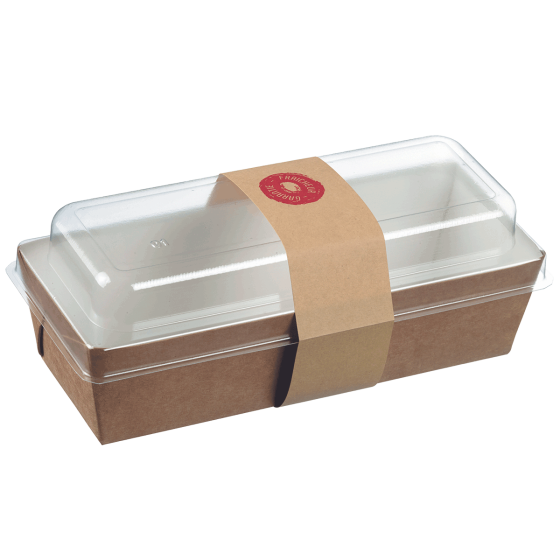 Barquette salade carton + couvercle et bague 650 ml