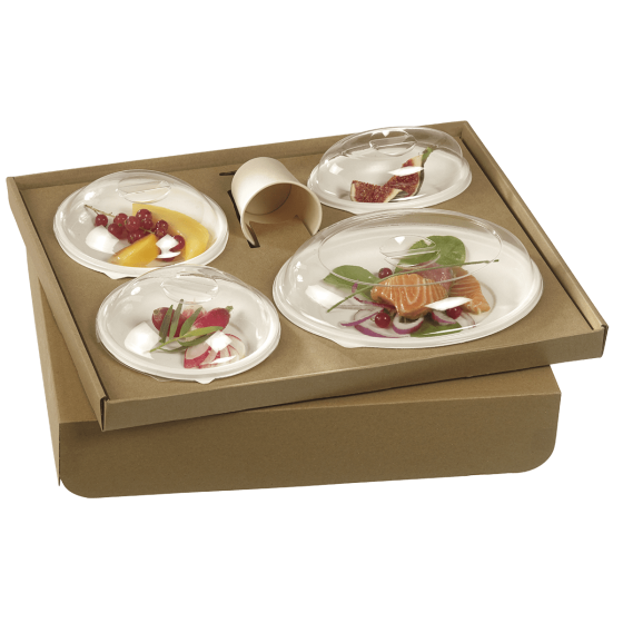 Kit plateau-repas Ecokraft vaisselle Galaxie blanche + couv