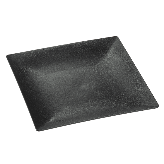 Piatto Fluid' in PP nero con texture da 200x200 mm
