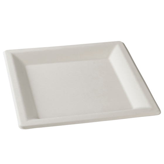 Piatto quadrato in polpa di canna da 260 x 260 mm