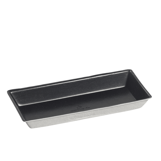Piatto Quartz in polpa di canna nera laminato da 130 x 60 mm