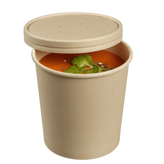 Pot fibre de bambou avec lamination + couvercle 475 ml