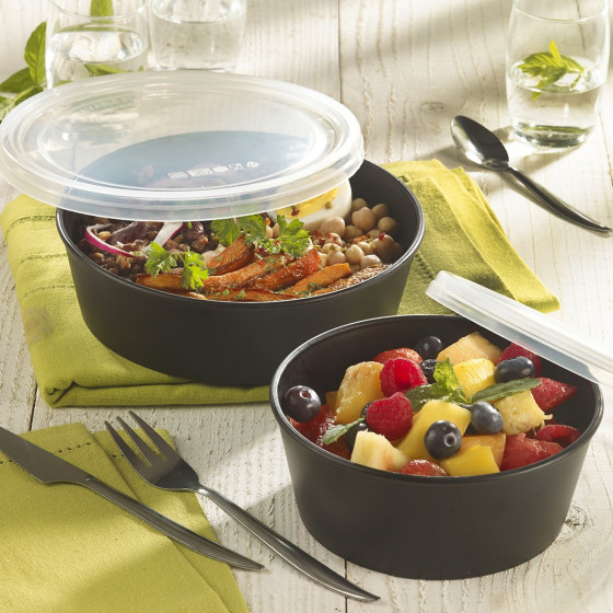 Saladier LOOP avec couvercle PP noir 750 ml