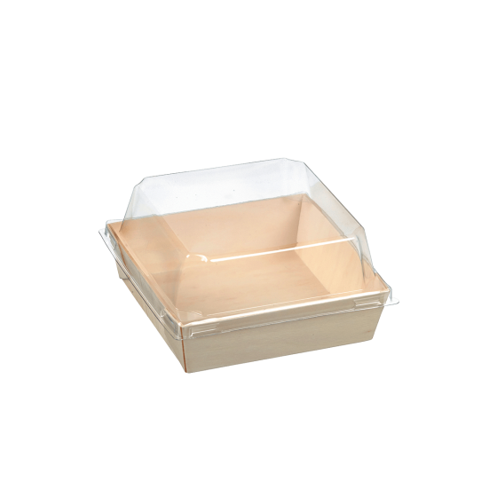 Barquette bois avec lamination + couvercle 250 ml