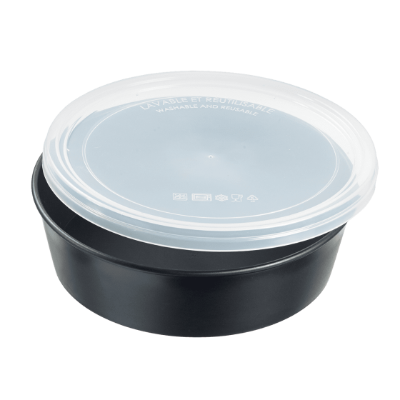 Saladier LOOP avec couvercle PP noir 1000 ml Saladier LOOP avec couvercle PP noir 1000 ml