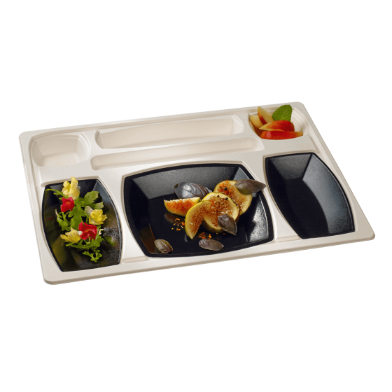 Kit plateau-repas Gala vaisselle noire + couv Kit plateau-repas Gala vaisselle noire + couv