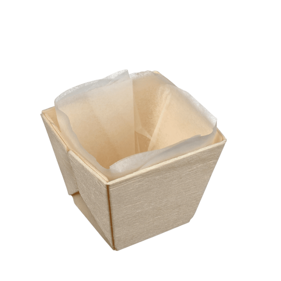 Vaschetta quadrata alta con carta da forno da 65 ml