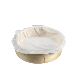 Teglia circolare in legno con cocca + carta da forno Ø110 mm