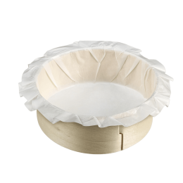 Teglia circolare in legno con cocca + carta da forno Ø125 mm