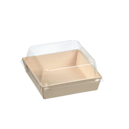 Barquette bois avec lamination + couvercle 320 ml