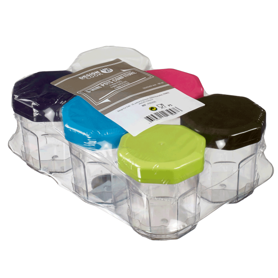 Mini pots Confiture multicolore PS 60 ml - 6 paquets de 6