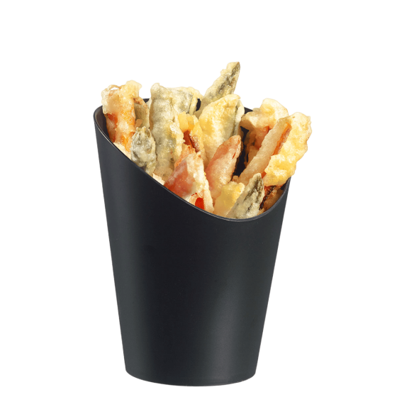 Barquette frites LOOP PP noir H125 Ø91 mm