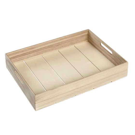 Vassoio in legno impilabile de 380x275x66 mm