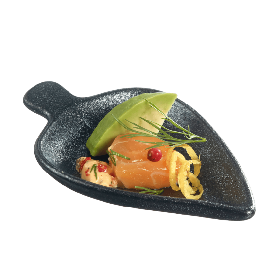 Ciotolina Foglia Sandy in ceramica nera da 96x61x13 mm