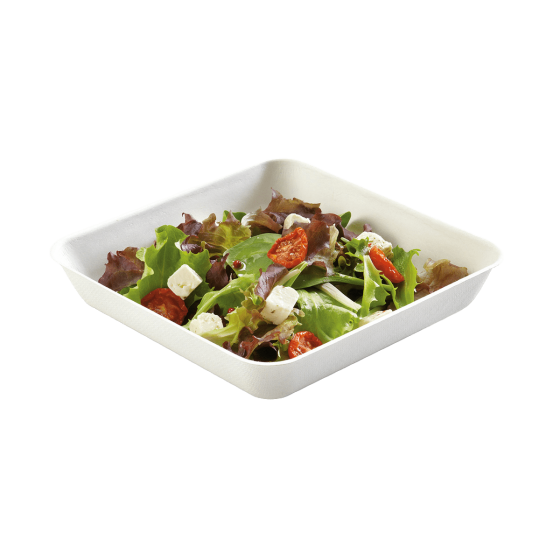 Piatto quadrato in polpa di canna da 192 x 192 x 35 mm