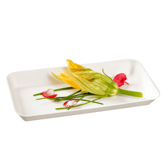 Piatto Kanopée in polpa di canna laminato da 200x100 mm