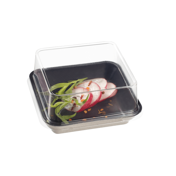 Piatto Kanopée in polpa di canna laminato nero da 100x100 mm