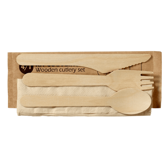 Kit di posate 4/1 in legno