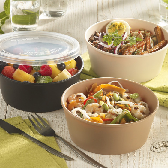 Insalatiera LOOP + coperchio in PP beige chiaro 750 ml