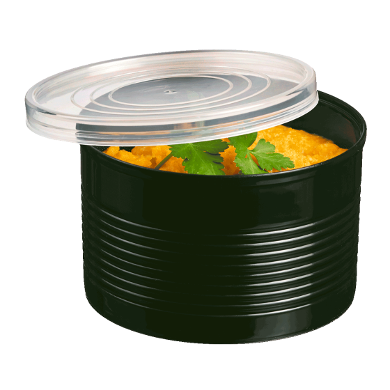 Boîte de conserve PP noir avec couvercle 450 ml