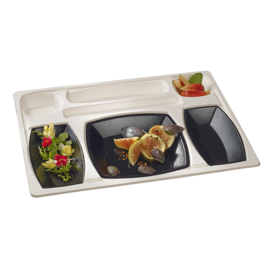 Vaschetta Gala in polpa di canna laminata nera da 180x100 mm