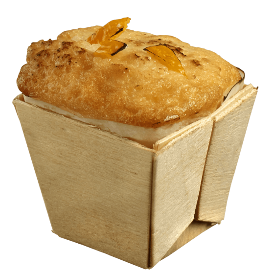 Vaschetta quadrata alta con carta da forno da 65 ml