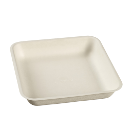 Piatto quadrato in polpa di canna da 192 x 192 x 35 mm