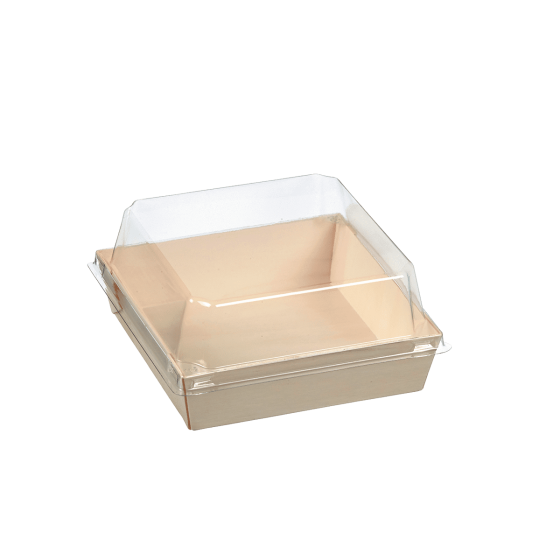 Barquette bois avec lamination + couvercle 320 ml