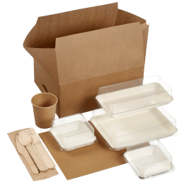 Kit boîte Postal Lunch vaisselle Kanopée pulpe de canne