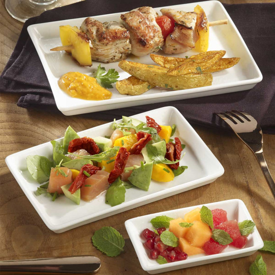 Piatto Quartz in ceramica da 160x100x16 mm