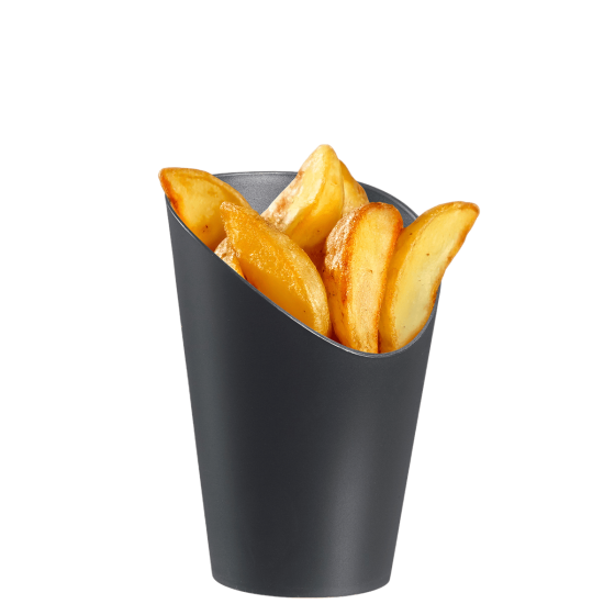 Barquette frites LOOP PP noir H120 Ø82 mm