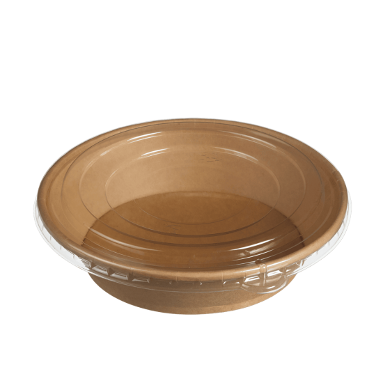Saladier rond conique 750 ml Ecokraft avec couvercle PET