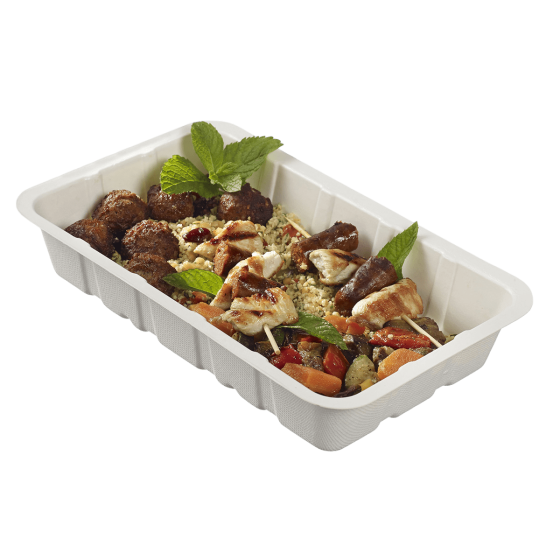 Vaschetta GN1/4 in polpa di canna laminata 1.400 ml