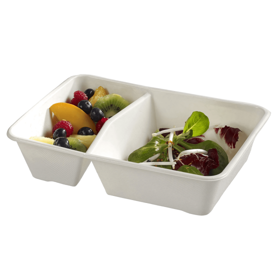 Barquette Quantum 2 compartiments avec lam. CPET 900+450 ml