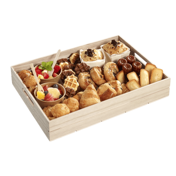 Vassoio in legno impilabile de 380x275x66 mm
