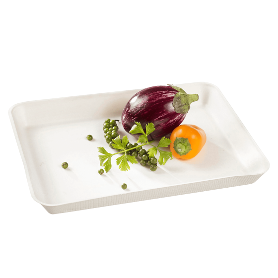 Assiette Kanopée 200x150x20 mm pulpe blanche laminée PE sans PFAS