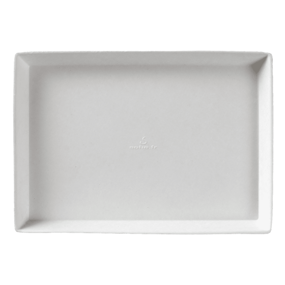 Assiette Quartz pulpe de canne blanche laminée 185x130 mm sans PFAS